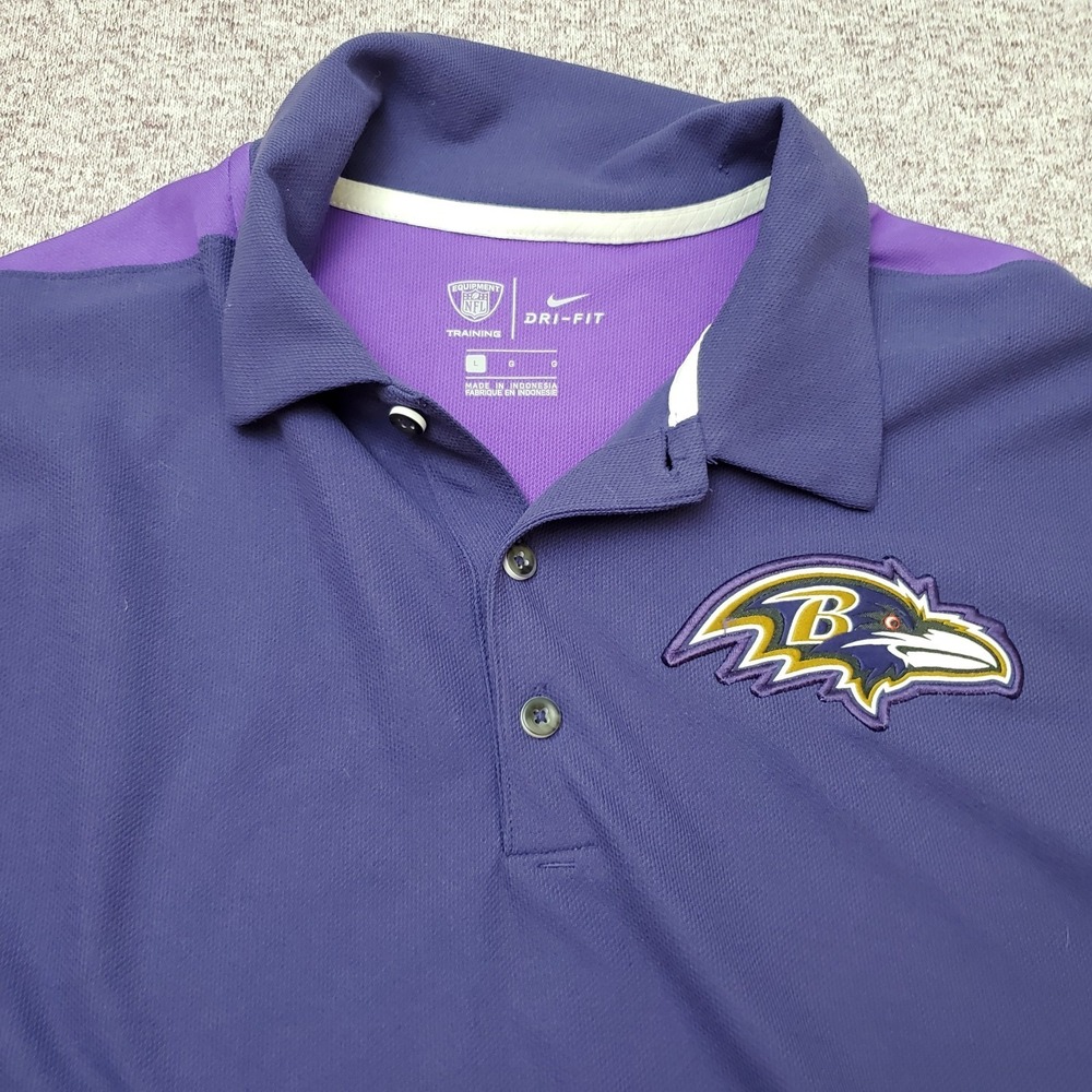 Baltimore Ravens Nike Golf Polo Shirt Men Large Purple Dri-Fit